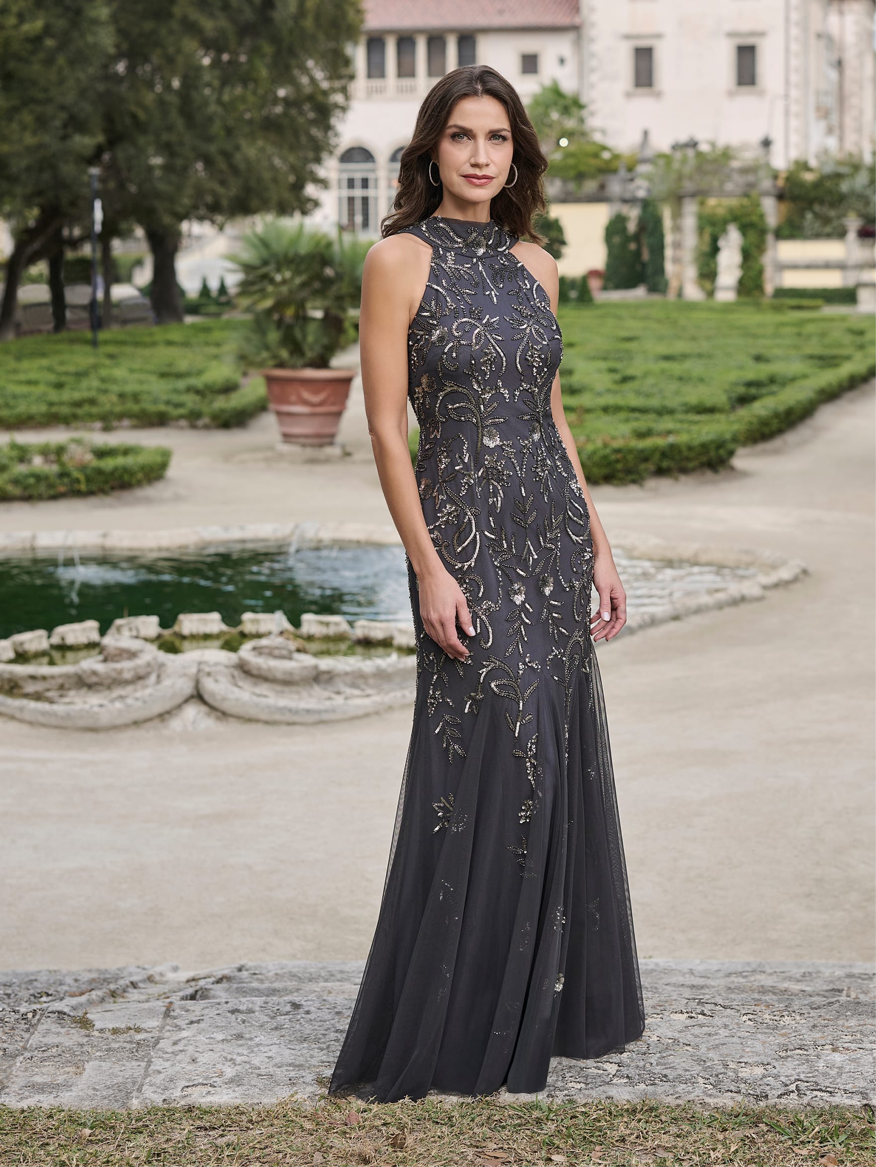 ADRIANNA PAPELL PLATINUM BRIDESMAID DRESSES: ADRIANNA PAPELL 40491
